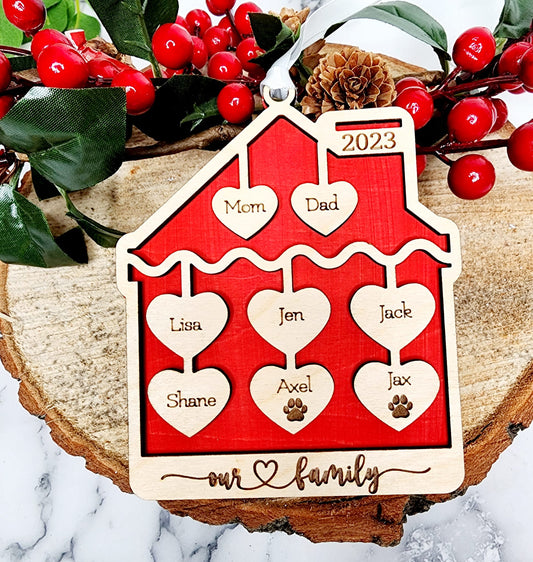 family christmas ornament gingerbread house