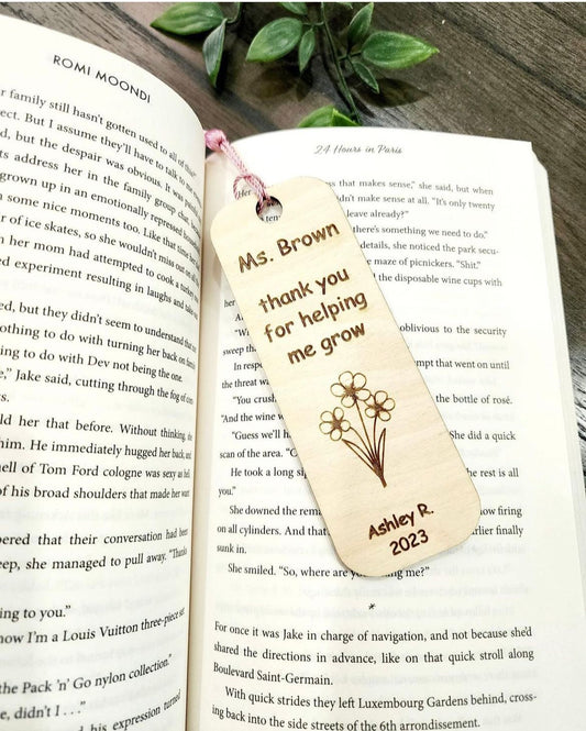 thank you for helping me grow bookmark